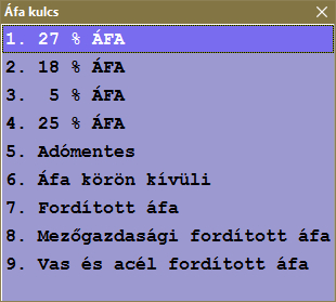 &Aacute;FA kulcs v&aacute;laszt&oacute; ablak
